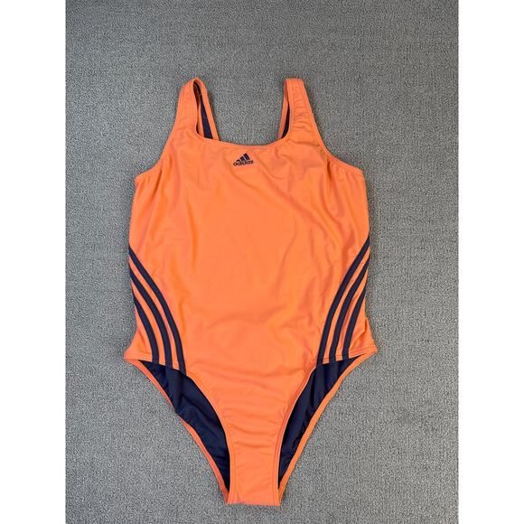 Adidas 3S One Piece Swimsuit Coral Fusion Shadow US Size 16 - Picture 1 of 7